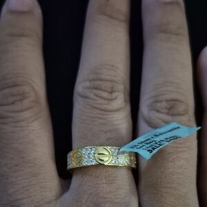 Gold & Silver Love Band Women’s Ring | Moissanite | 925 Silver on Gold Vermeil